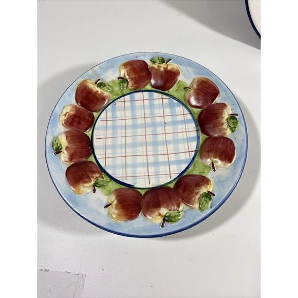 Retired Yankee Jar Candle large Shade Apple Orchard & Footed Plate - Picture 6 of 8